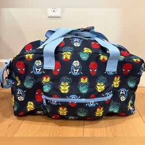 Old Navy Navy Marvel Faces Kids Duffle Bag with Light Blue Straps